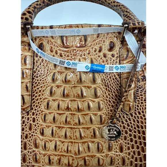 Brahmin Satchel Bag Womens Large Brown Tan Croc Embossed Melbourne Tote‎ Purse